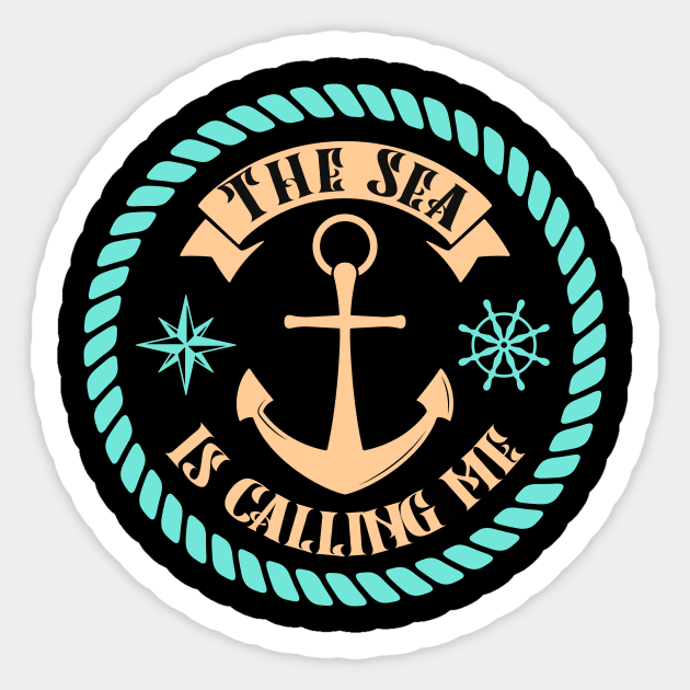 The Sea Calls Me Sea Captain Anchor Sticker by Foxxy Merch